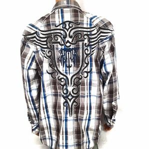 Roar Long Sleeve Embroidered Button Shirt Men XL